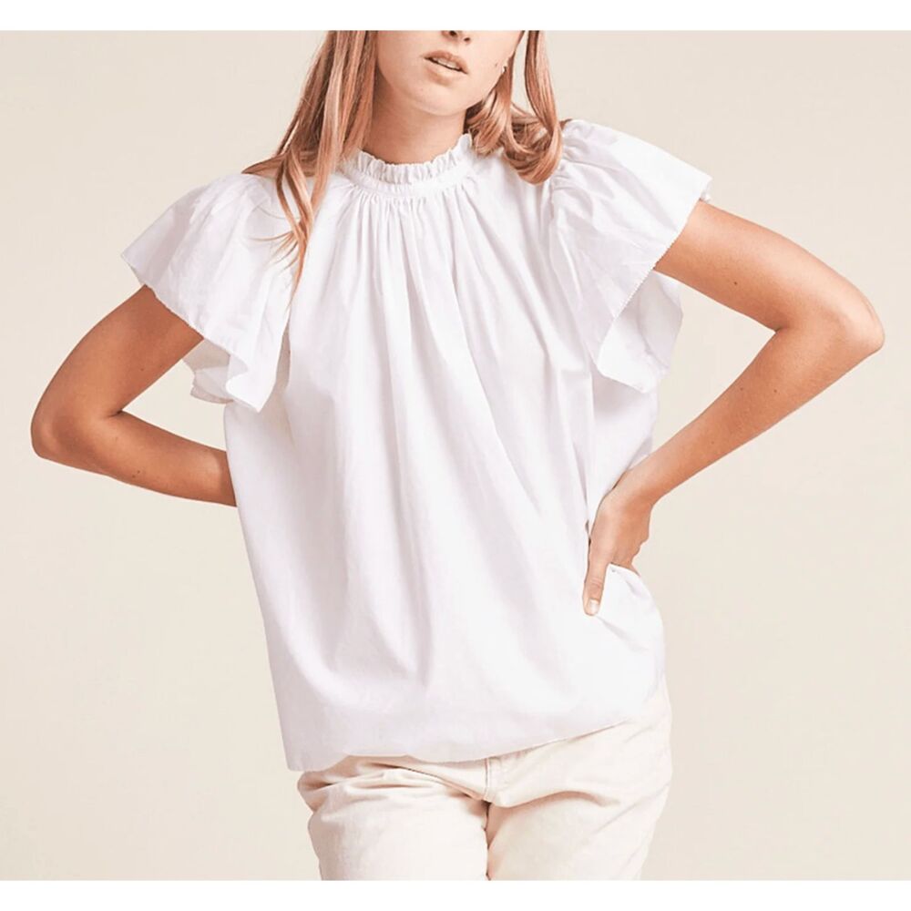 TROVATA BIRDS OF PARADIS Carla Ruffled Blouse White Large